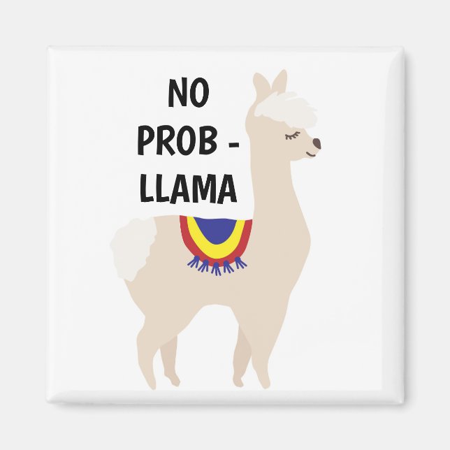 No Prob Llama Cute Illustration Magnet (Front)