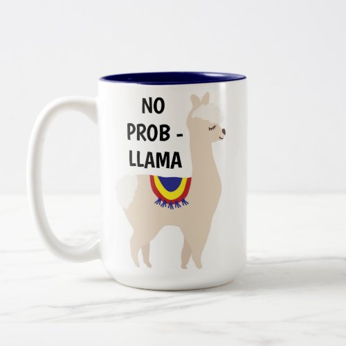 No Prob Llama Cute Illustration Two_Tone Coffee Mug