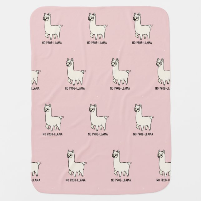 "No Prob-Llama" Cute Llama Doodle - Chill Vibe Baby Blanket (Front)