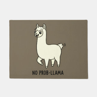 "No Prob-Llama" Cute Llama Doodle - Chill Vibe Doormat