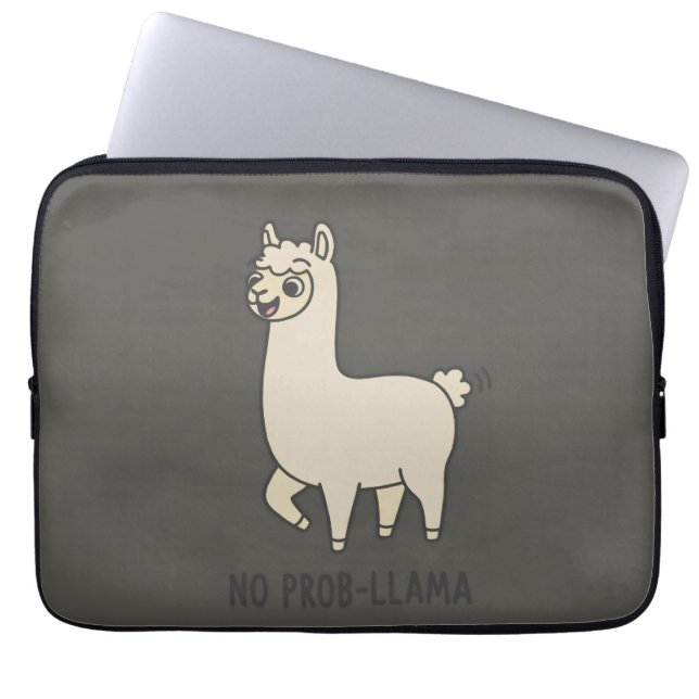 "No Prob-Llama" Cute Llama Doodle - Chill Vibe Laptop Sleeve (Front)
