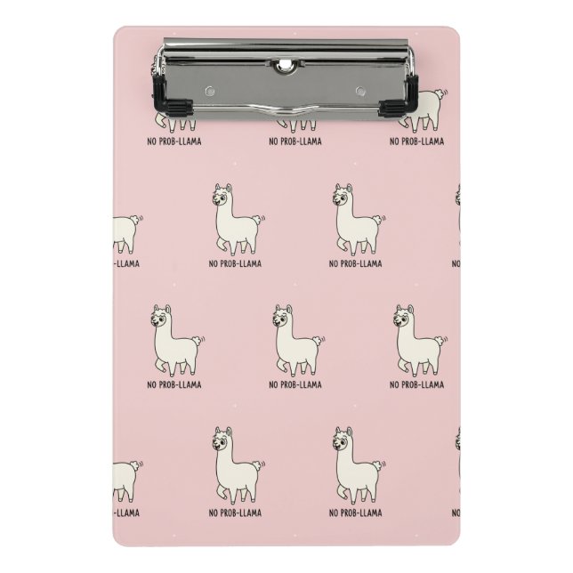 "No Prob-Llama" Cute Llama Doodle - Chill Vibe Mini Clipboard (Front)