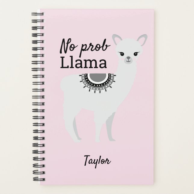 No Prob Llama cute llama illustration Pink Planner (Front)