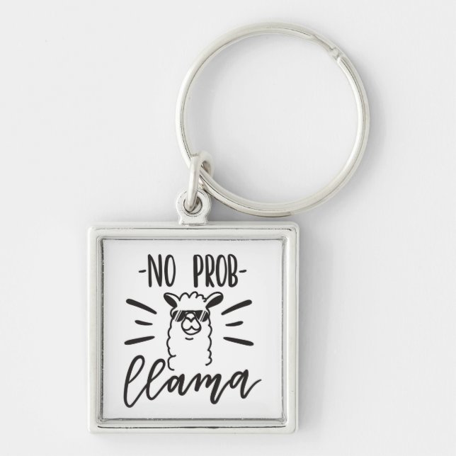 No Prob Llama Design Keychain (Front)