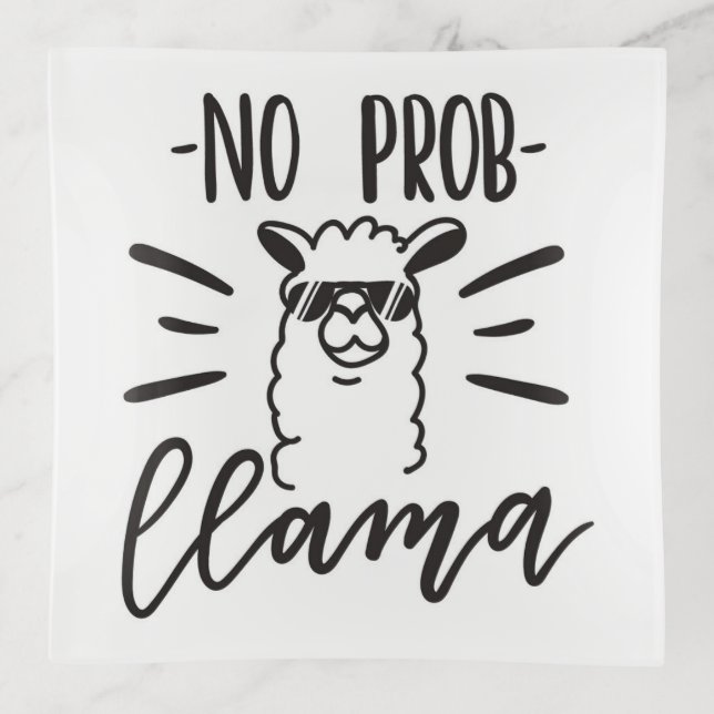 No Prob Llama Design Trinket Tray (Front)