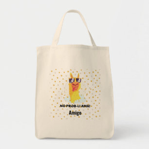 No-Prob-Llama Funny Cute Llama with Stars Tote Bag