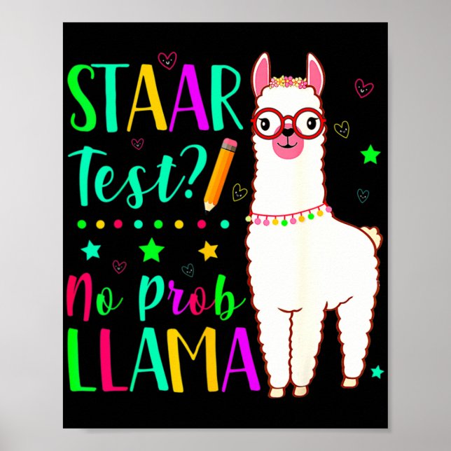 No Prob Llama Funny Teacher Exam Testing Test Day  Poster (Front)
