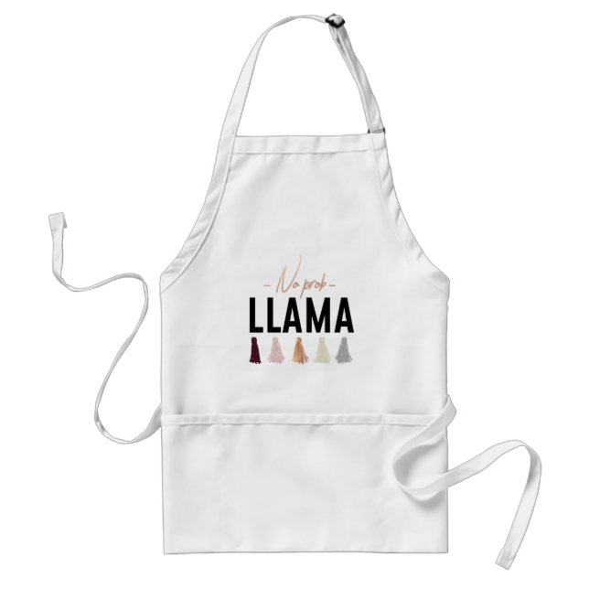 No Prob Llama | Gold Tassels Adult Apron (Front)