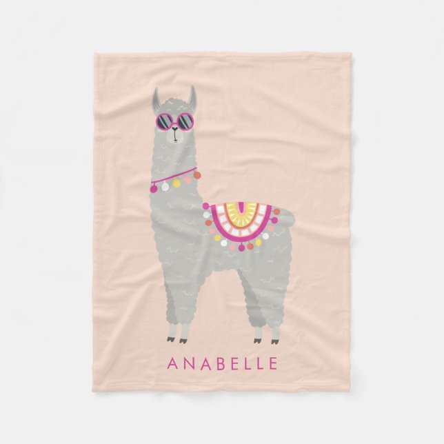 No Prob - Llama - Personalized kids Fleece Blanket (Front)
