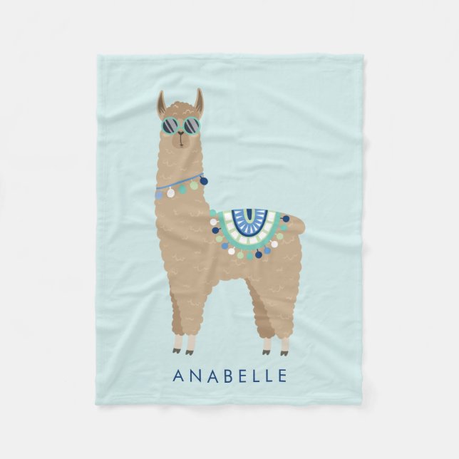 No Prob - Llama - Personalized kids Fleece Blanket (Front)