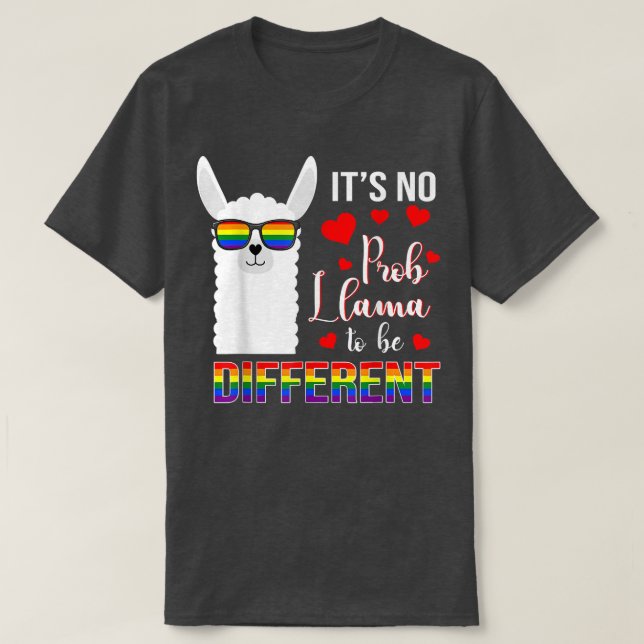 No Prob Llama To Be Gay Different Pride LGBT Mothe T-Shirt (Design Front)