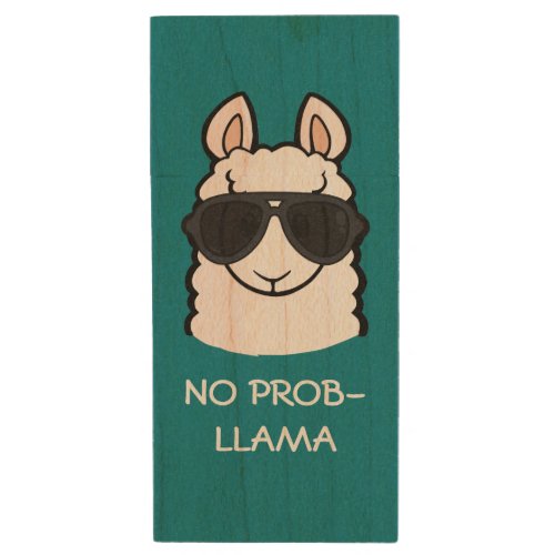 No Prob_Llama Wood Flash Drive