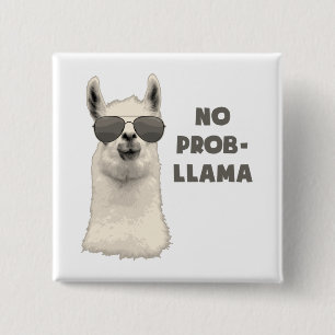 No Problem Llama Pinback Button