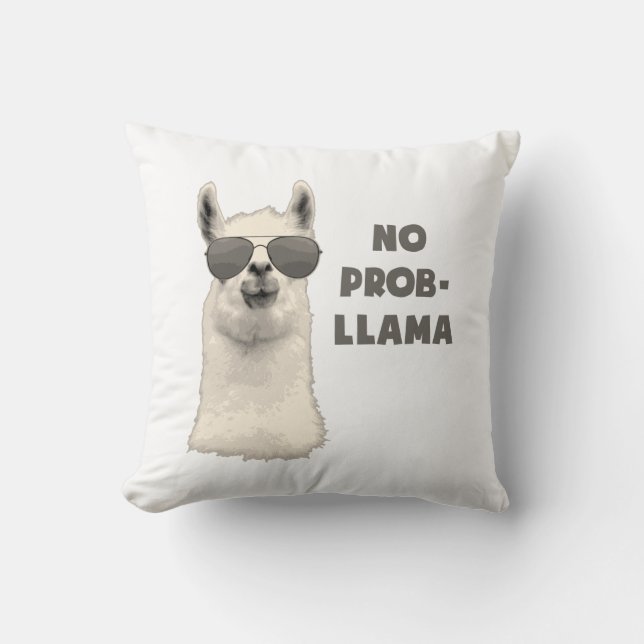 No Problem Llama Throw Pillow (Front)