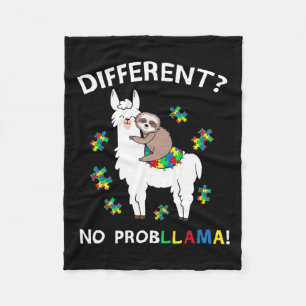 No Probllama Llama Sloth Puzzle Cool Autism Awaren Fleece Blanket