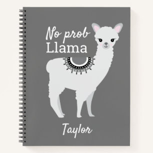 No ProbLlama Personalized Cute Llama Grey Notebook