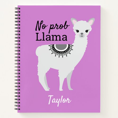 No ProbLlama Personalized Cute Llama Purple Notebook