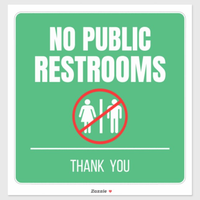 No Public Restroom Storefront Decal (Sheet)