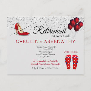 No Pumps Hello Flip Flops Retirement Party Grey Postcard