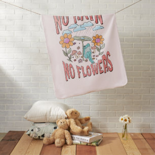 "No Rain, No Flowers" Inspirational Floral Baby Blanket