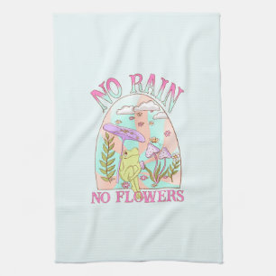 No Rain, No Flowers Inspiring Floral & Mushroom Kitchen Towel