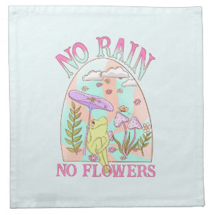 No Rain, No Flowers – Vibrant Floral & Mushroom Cloth Napkin