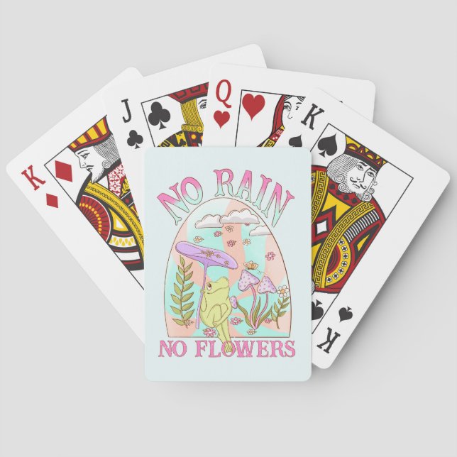 No Rain, No Flowers – Vibrant Floral & Mushroom Poker Cards (Back)
