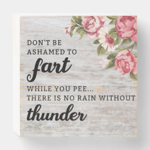 No Rain Without Thunder Wooden Art Sign, Bathroom Box Sign
