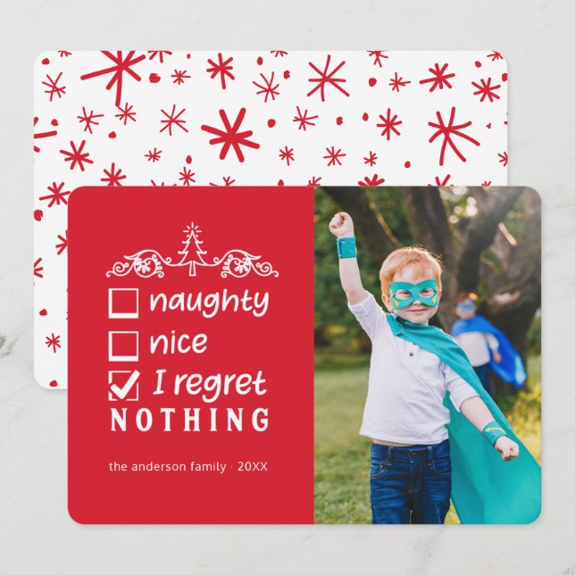 No regrets... Funny Christmas Holiday Photo Card (Front/Back)