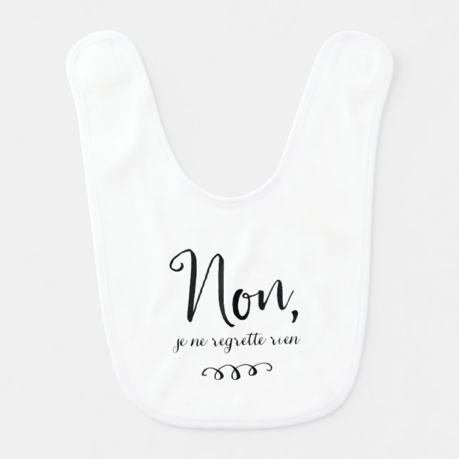 No Regrets Inspiratioinal French Quote Bib (Front)