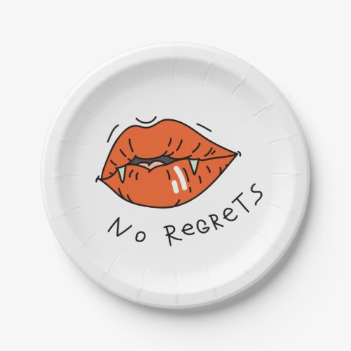 No Regrets Red Lips Anti_Valentine Paper Plates