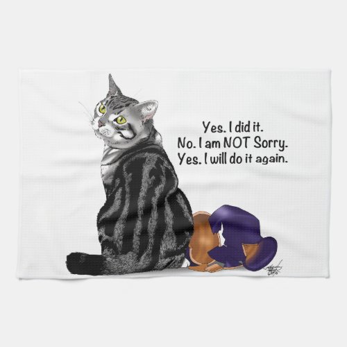 No Remorse Tabby Cat Funny Kitchen Towel