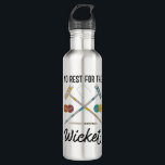 No Rest for the Wicket Funny Croquet Themed Stainless Steel Water Bottle<br><div class="desc">Sure,  there's no rest for the wicked,  but if you're someone that loves to play croquet then there's also "No Rest for the Wicket" as the funny play on words slogan on this water bottle reads it's accompanied by illustrations of croquet mallets,  balls,  and,  of course,  a wicket.</div>