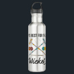 No Rest for the Wicket Funny Croquet Themed Stainless Steel Water Bottle<br><div class="desc">Sure,  there's no rest for the wicked,  but if you're someone that loves to play croquet then there's also "No Rest for the Wicket" as the funny play on words slogan on this water bottle reads it's accompanied by illustrations of croquet mallets,  balls,  and,  of course,  a wicket.</div>