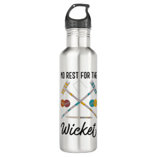 No Rest for the Wicket Funny Croquet Themed Stainless Steel Water Bottle