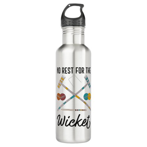 No Rest for the Wicket Funny Croquet Themed Stainless Steel Water Bottle