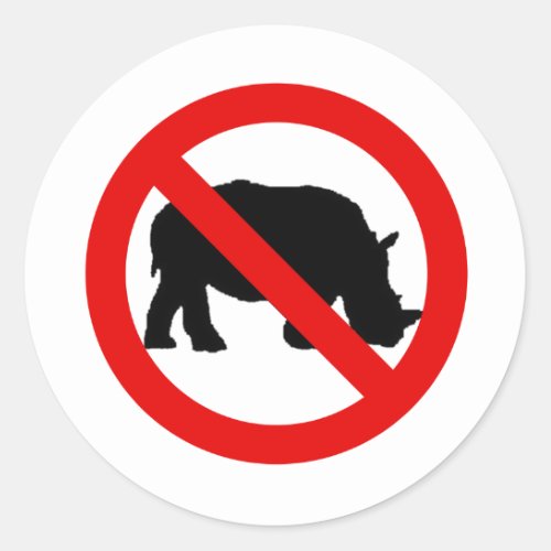 No Rhinos Allowed Classic Round Sticker