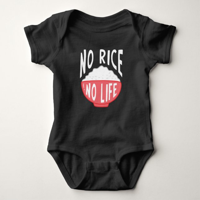 No Rice No Life Asian Rice Bowl Addicted Baby Bodysuit (Front)