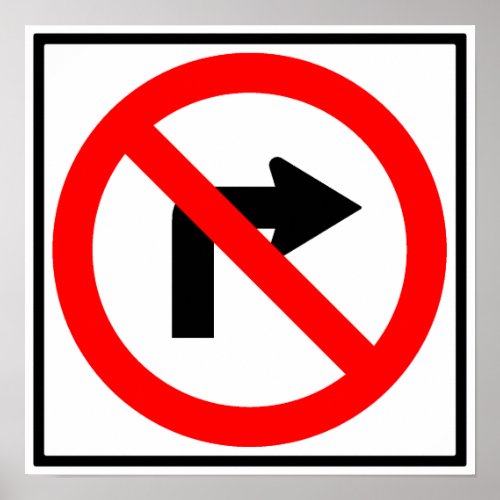 No Right Turn Highway Sign