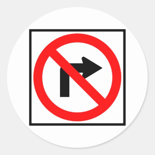 No Right Turn Highway Sign Classic Round Sticker