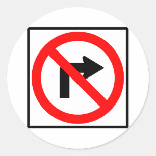 No Right Turn Highway Sign Classic Round Sticker