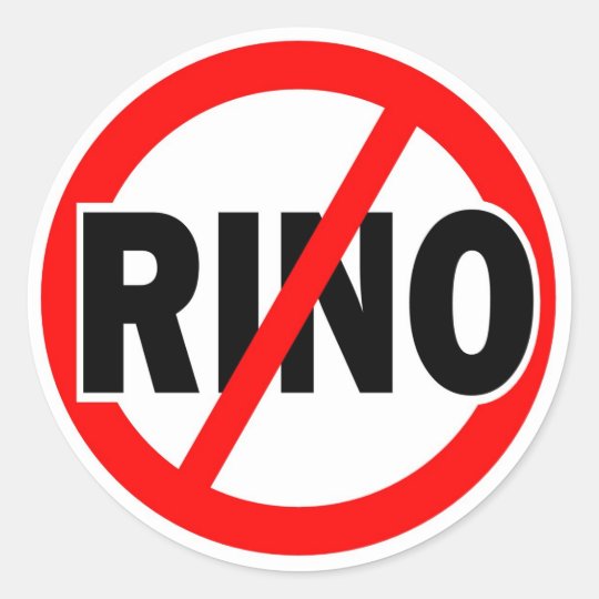 NO RINO - republican/conservative/neocon/liberty Classic Round Sticker ...