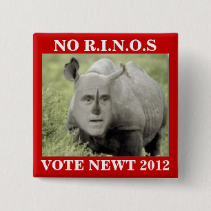 NO RINOS NEWT 2012 PINBACK BUTTON