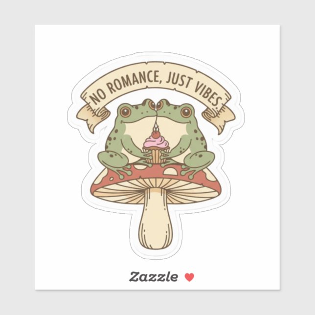 No Romance, Just Vibes | Cute Frog Mushroom core Sticker (Sheet)
