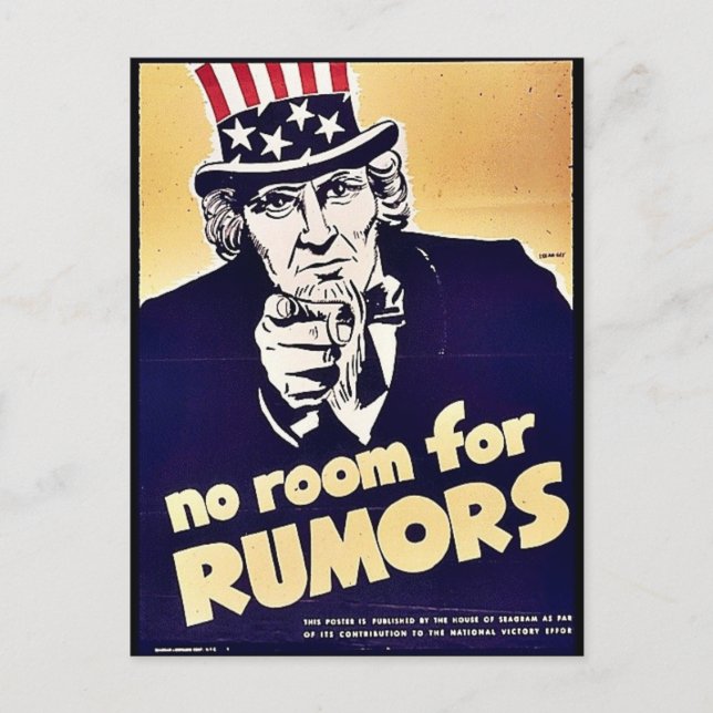No Room For Rumors Postcard (Front)