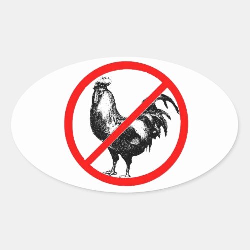 No Rooster Oval Sticker