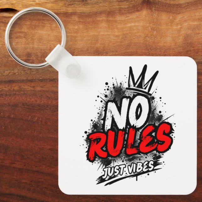 No Rules Graphic Keychain (Front)