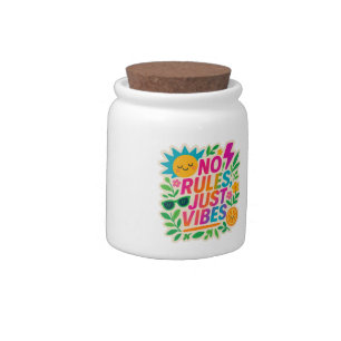 No Rules Just Vibes – Neon Gradient Kawaii-Punk Ty Candy Jar