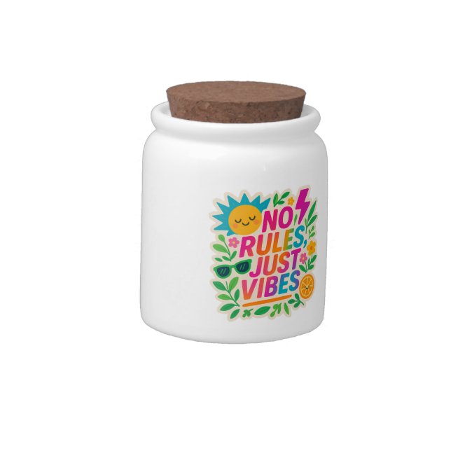 No Rules Just Vibes – Neon Gradient Kawaii-Punk Ty Candy Jar (Left)