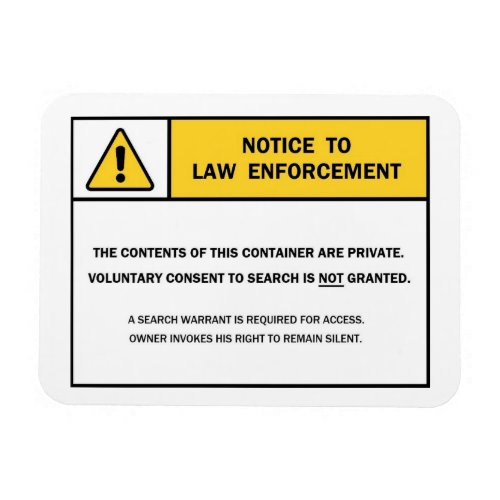 No Search Without A Warrant magnet sign